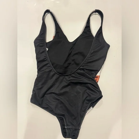 Fendi White and Black One Piece Swimsuit Sporty Design - Picture 2 of 2